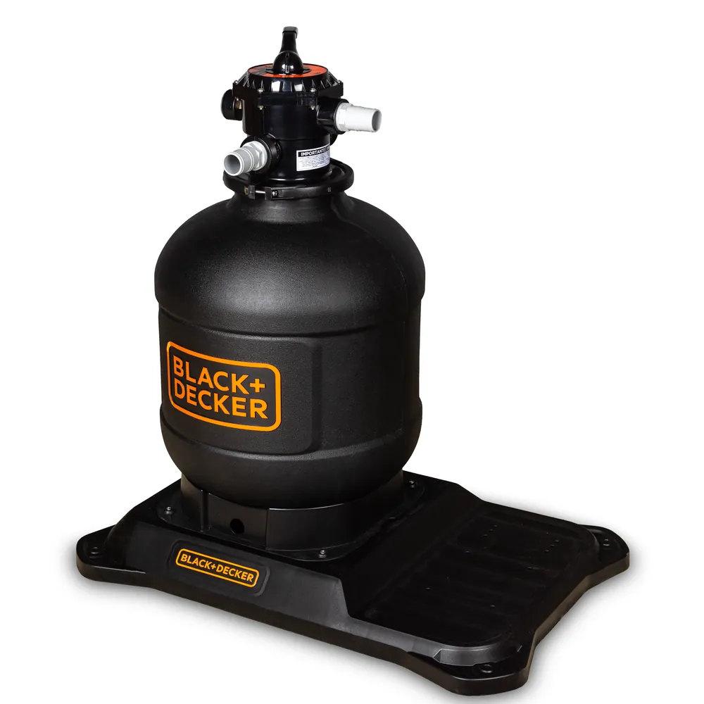 BLACK+DECKER 19" Sand Filter Tank With 6-Way Valve and Full Base and Hoses for Above Ground Swimming Pools (Black+Decker BDXBT06165)